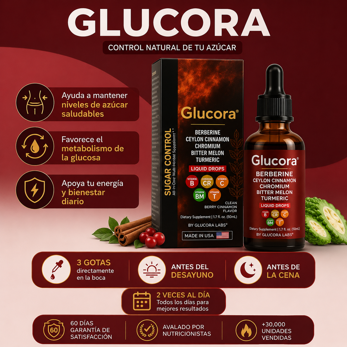 Glucora - Control de Azúcar (Gotas Líquidas)